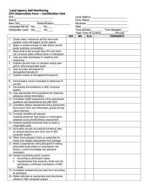 CPA Observation Form Certification Visit