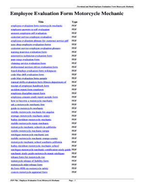 Employee Evaluation Form Motorcycle Mechanic