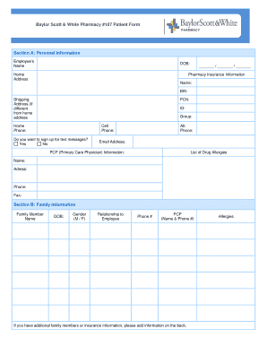 Fillable Online Baylor Scott amp White Pharmacy 107 Patient Form Fax ...