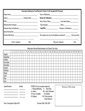 Prescription Medication Form