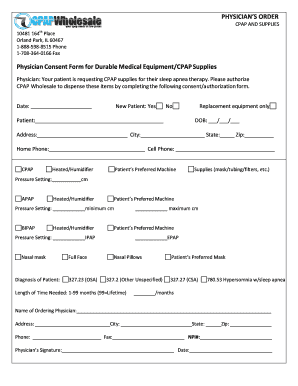 Physician Consent Form for CPAP Supplies