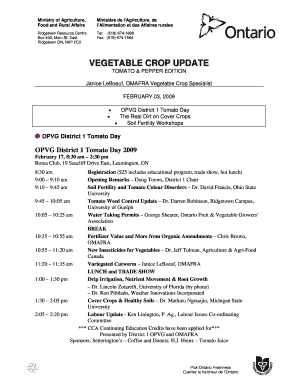 Vegetable Crop Update