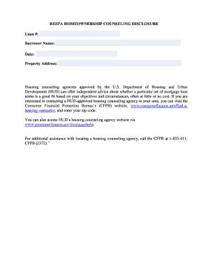 RESPA Homeownership Counseling Disclosure