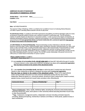 ACR Disclosure of Commercial Interest Form