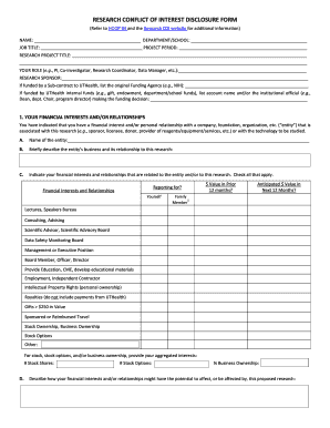 Research Conflict of Interest Disclosure Form