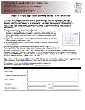 Request for Pre-Application Planning Advice – Non-Commercial