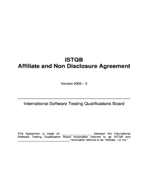 ISTQB Affiliate and Non Disclosure Agreement
