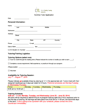 Summer Tutor Application - coeuoregonedu