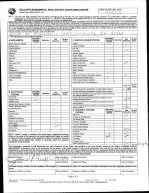 Indiana Seller's Residential Real Estate Sales Disclosure