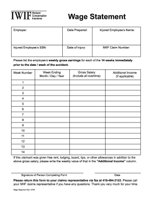 Wage Statement Form