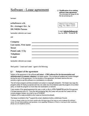Software Lease Agreement Modification