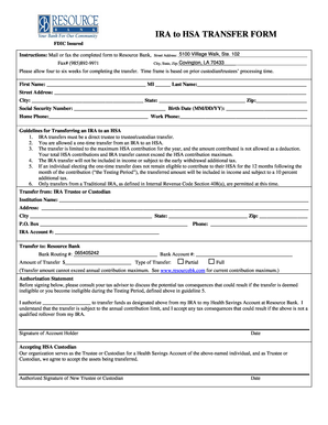 IRA to HSA Transfer Form