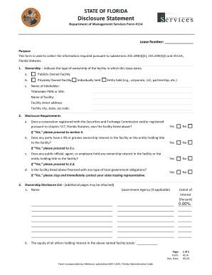 Florida Lease Disclosure Statement