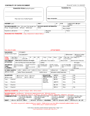 Continuity of Care Document Universal Transfer Form
