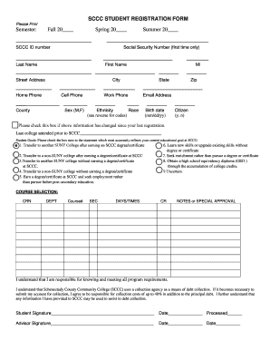 SCCC STUDENT REGISTRATION FORM - sunyscccedu