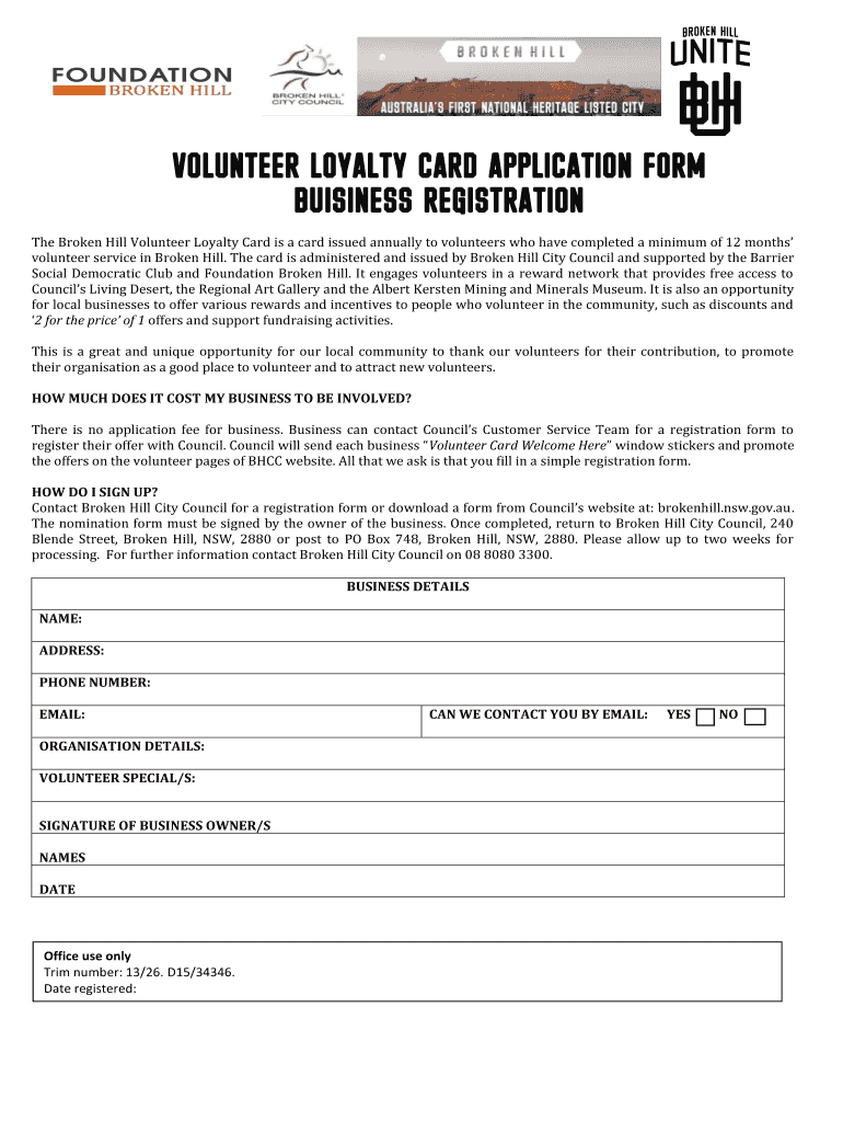 fillable-online-brokenhill-nsw-gov-volunteer-loyalty-card-application-form-buisiness