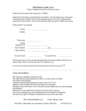 Nabs Head Loyalty Card Application