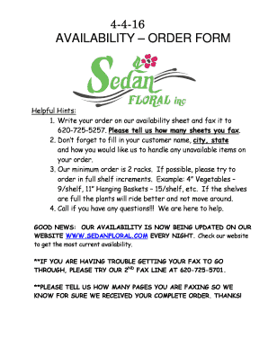 Floral Order Form
