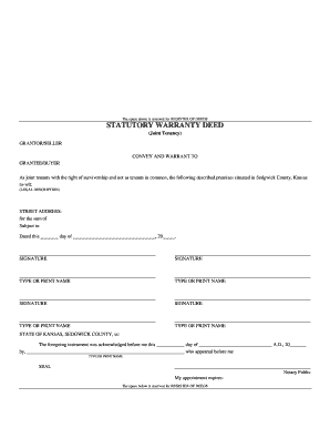 Statutory Warranty Deed Joint Tenancy