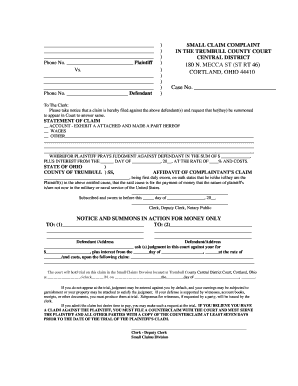 Small Claim Complaint Form