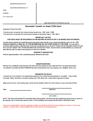 California Revocable Transfer on Death Deed