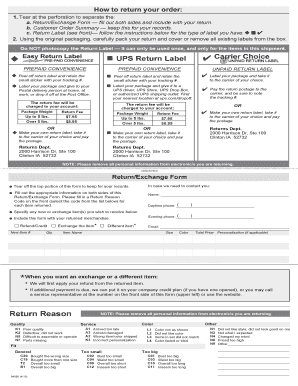 Return/Exchange Form