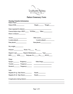 Patient Summary Form