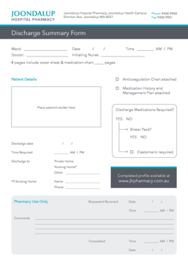 Hospital discharge summary pdf - Discharge Summary Form - Joondalup Hospital Pharmacy