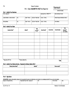 PA-1 Cigarette PACT Act Report