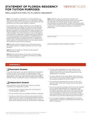 Florida Residency Statement for Tuition Purposes