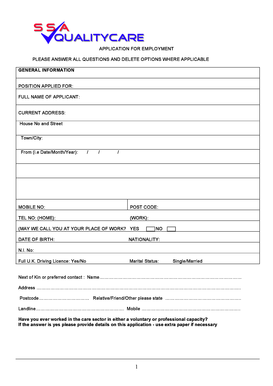 UK Employment Application Form