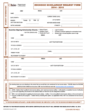 EdChoice Scholarship Request Form