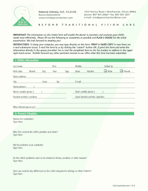 Child Vision Evaluation Intake Form