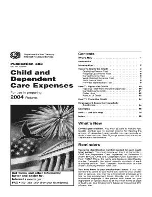 IRS Publication 503 Child and Dependent Care Expenses