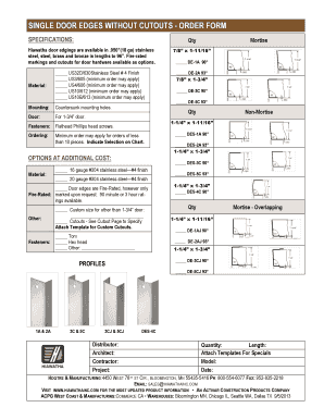 Single Door Edges Order Form