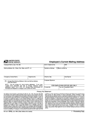 USPS Employee Mailing Address Change Form
