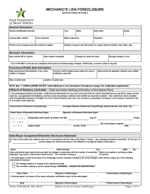 Texas Mechanic's Lien Foreclosure Form