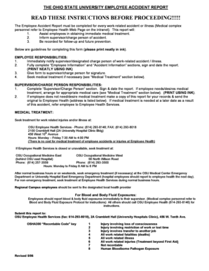 Ohio State University Employee Accident Report
