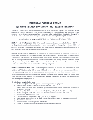 Parental Consent Form for Minor Child Travel
