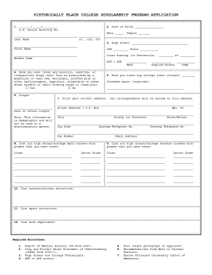 Historically Black College Scholarship Program Application
