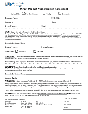 Direct Deposit Authorization Agreement