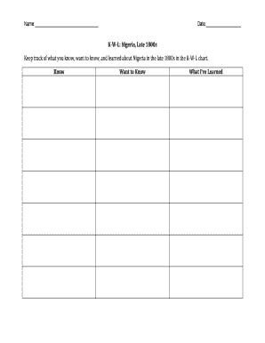 K-W-L Chart Template