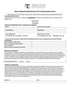 Direct Deposit and Electronic W-2 Authorization Form