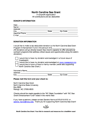 North Carolina Sea Grant Donation Form