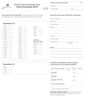 Avanti Product Exchange Form