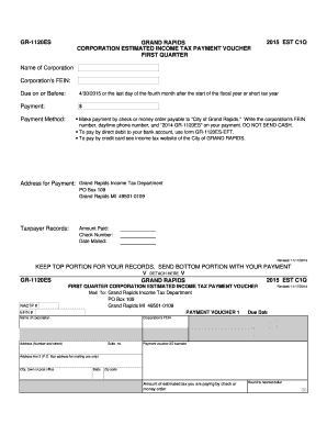 Grand Rapids Corporation Estimated Income Tax Payment Voucher