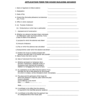 House Building Advance Application Form