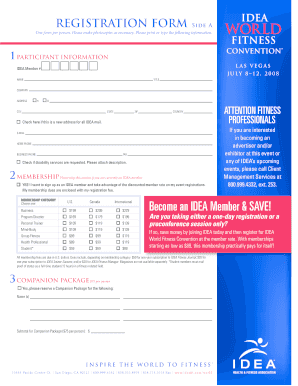 World Fitness Convention Registration Form