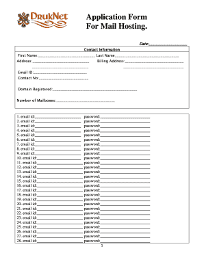 Mail Hosting Application Form