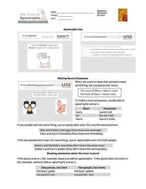Grammar Mechanics and Usage Worksheet